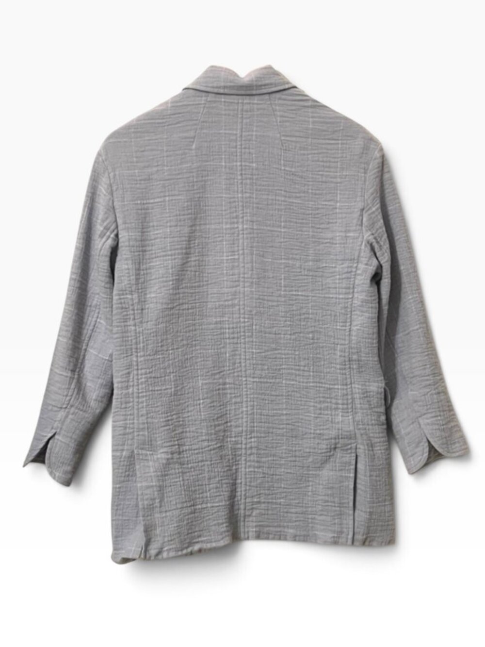 Madewell Gray Windowpane Plaid Linen Blend Blazer Jacket Button Pocket Size S - Picture 3 of 9